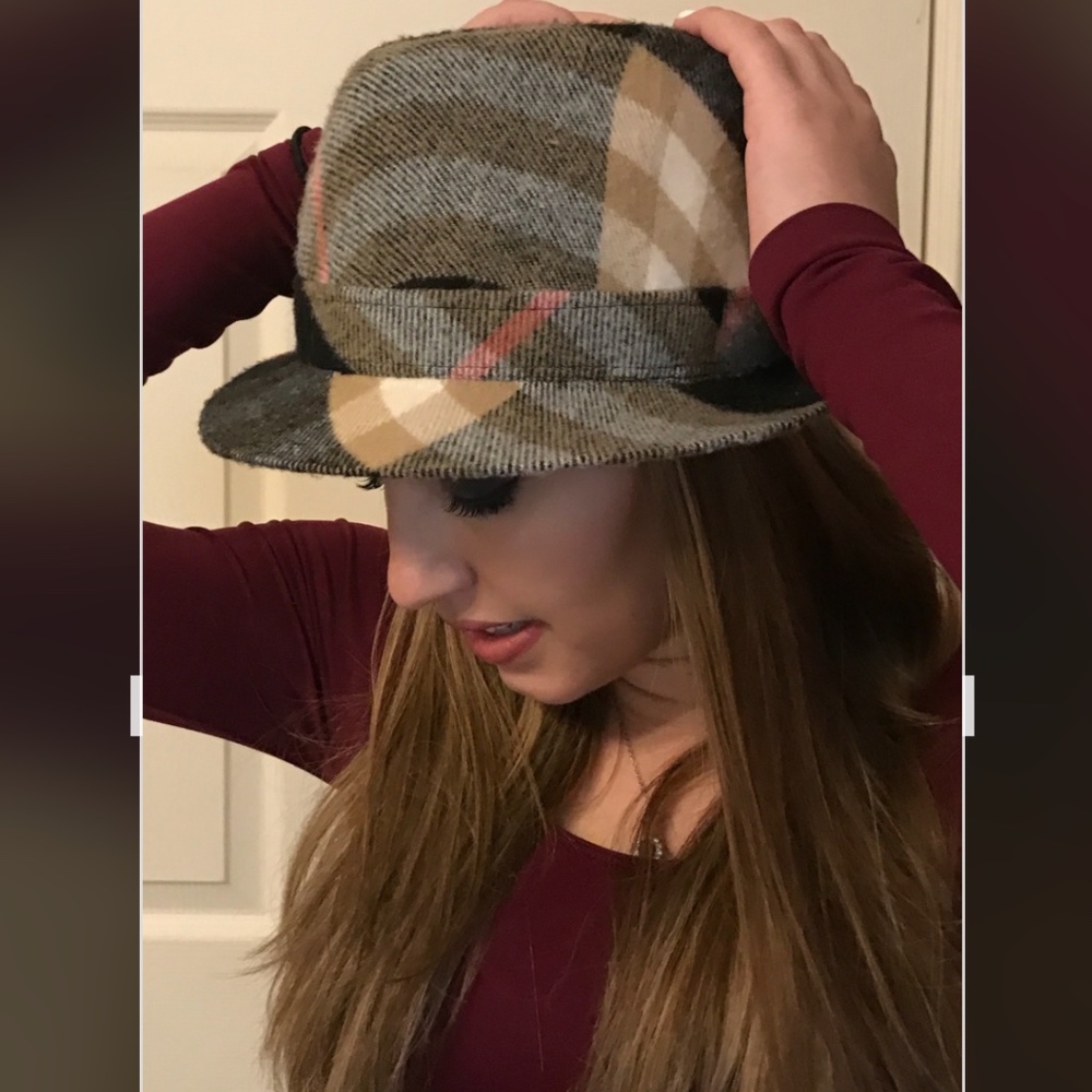 Burberry Fedora Hat Nova Check Plaid Wool Cashmere Mens M or Women M/L NWT